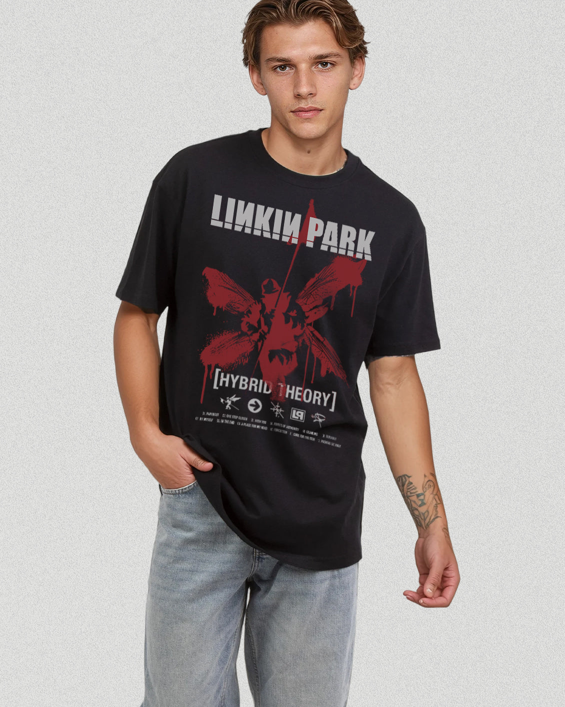 BLACK LINKIN PARK HYBRID LEGACY OVERSIZED TEE