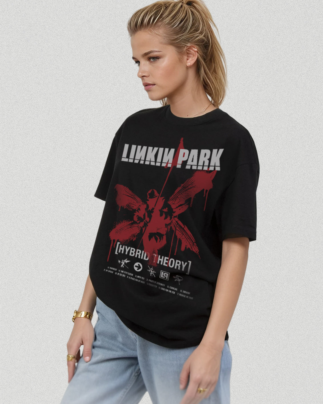 BLACK LINKIN PARK HYBRID LEGACY OVERSIZED TEE