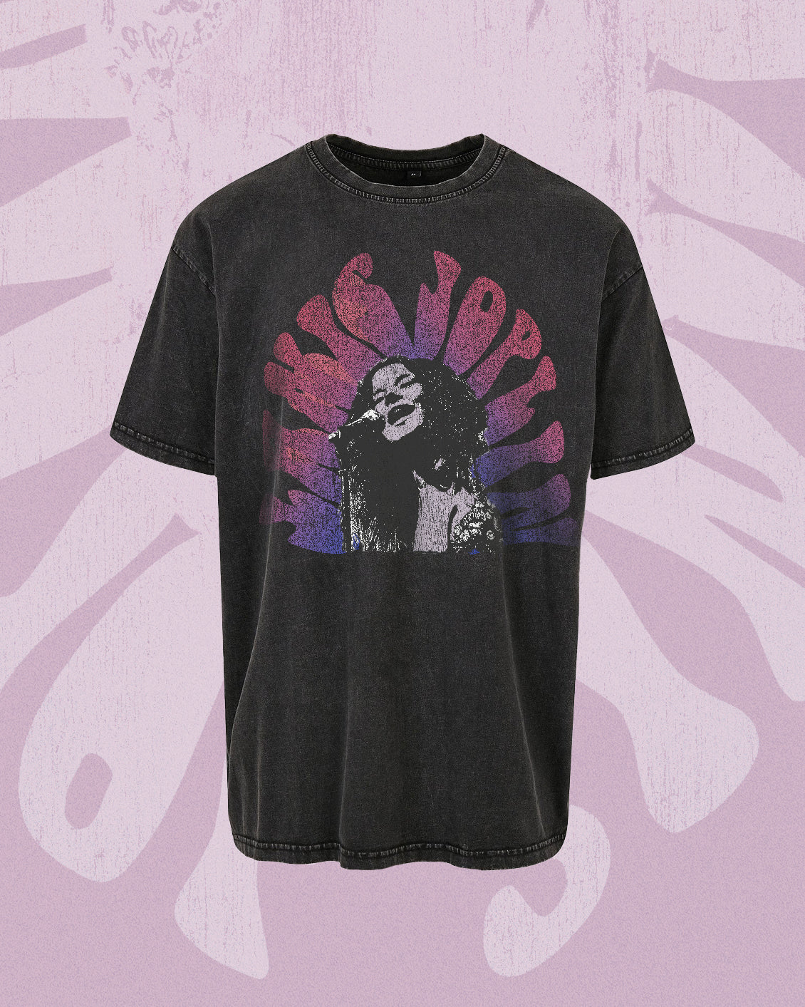 Vintage Janis Joplin washed black tee