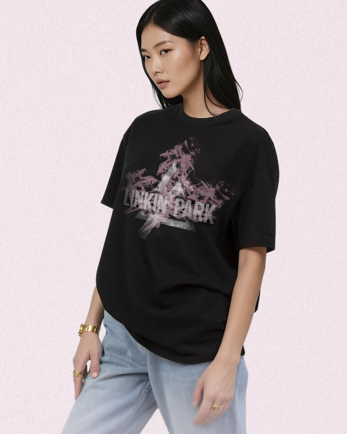 LINKIN PARK SMOKE LOGO OVERSIZED TEE